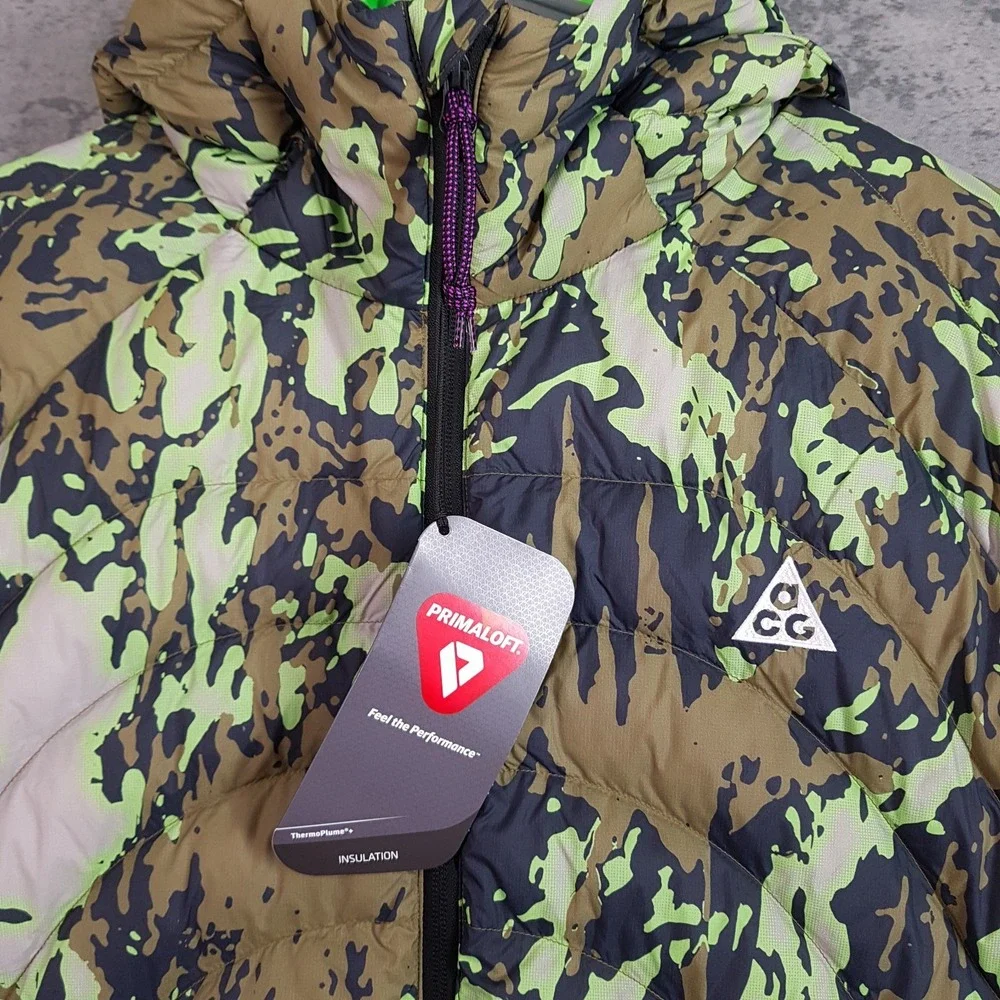 NIKE ACG Lava Flow Therma-FIT ADV Camo Jacket Womens XL TALL Green Puffer